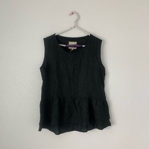 New Crown Linen Designs S Black Linen Blouse